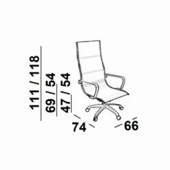 Chair Executive Office Netwerk, Hoge Rug, Licht Luxy -Slide Shop poltrona da ufficio direzionale in rete schienale alto light 10