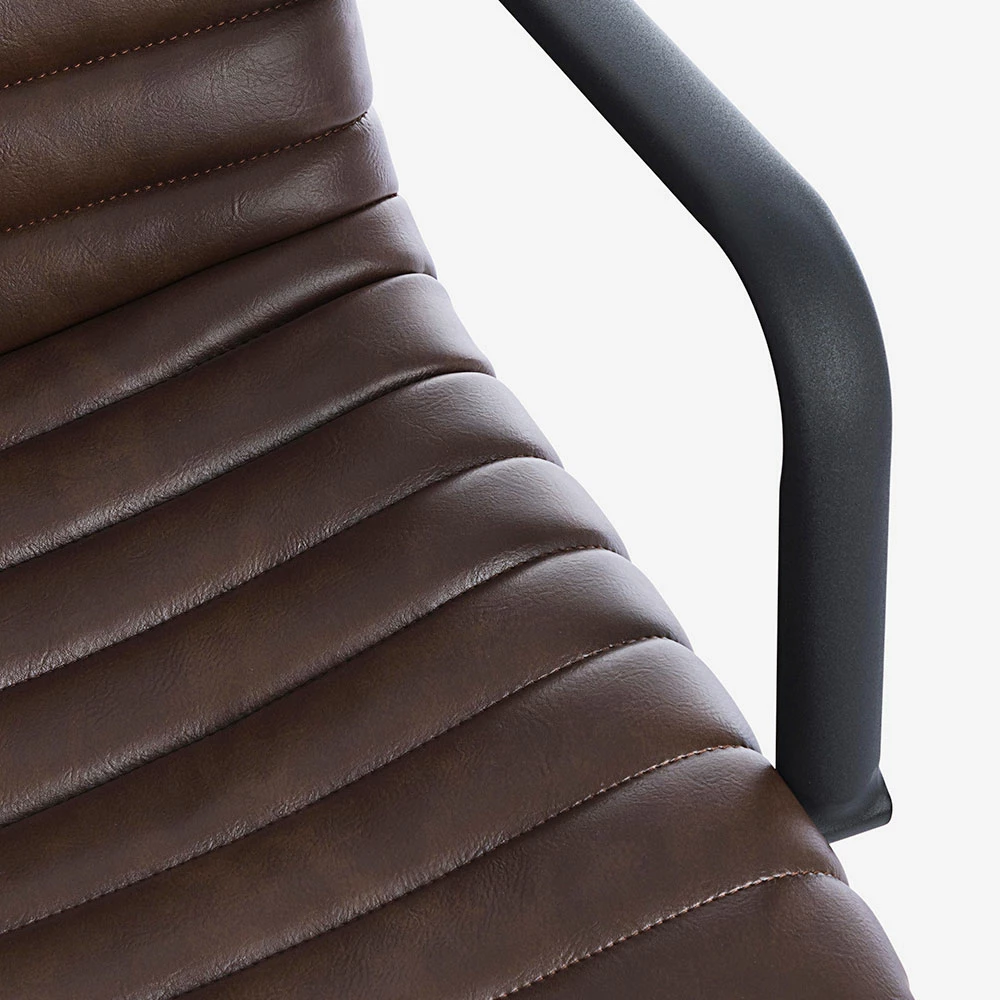 Bureaufauteuil In Staal En Vintage Bruin Kunstleer - Bartolomeo 2 Bureaufauteuil In Staal En Vintage Bruin Kunstleer - Bartolomeo - Afbeelding 2