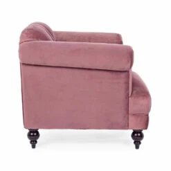 Klassieke Design Fauteuil In Hout En Grijs Of Roze Fluwelen Effect - Sanny -Slide Shop poltrona design classico in legno e effetto velluto grigio o rosa sanny 5