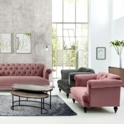 Klassieke Design Fauteuil In Hout En Grijs Of Roze Fluwelen Effect - Sanny -Slide Shop poltrona design classico in legno e effetto velluto grigio o rosa sanny 9
