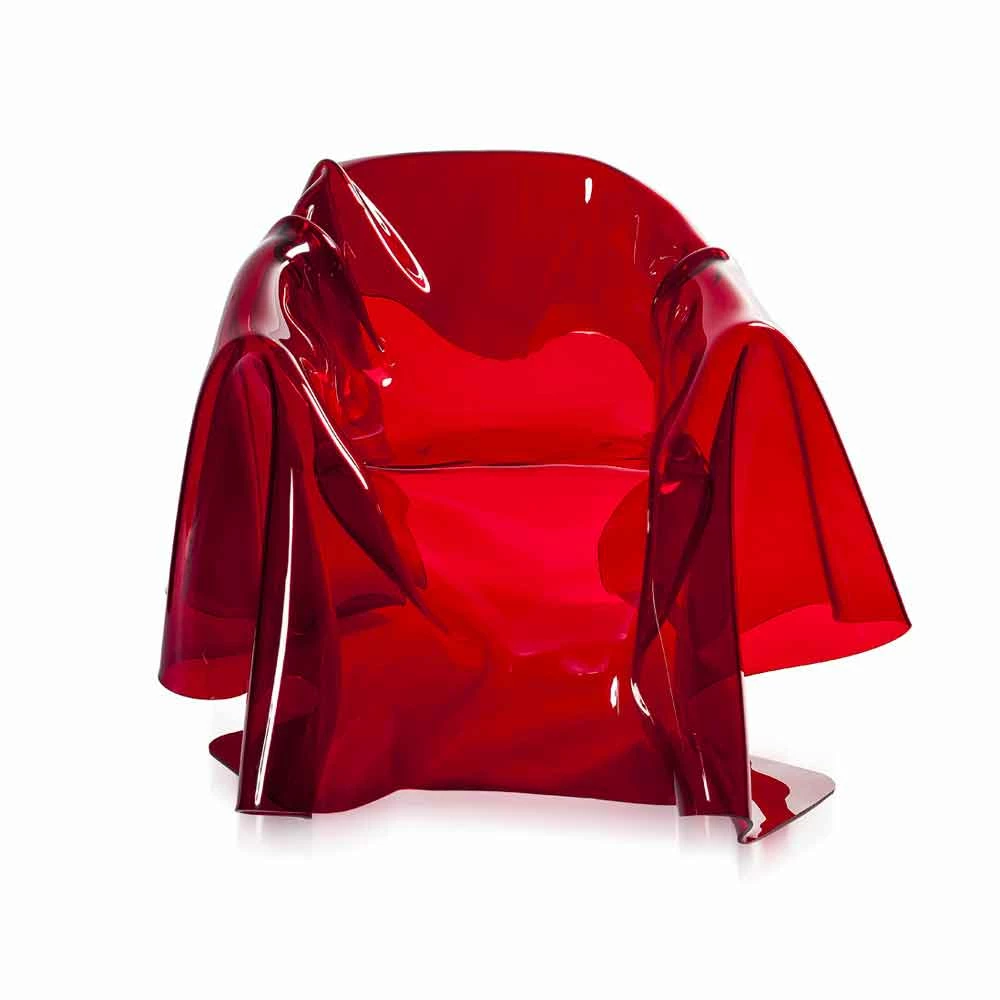 Modern Design Leunstoel Rood Plexiglas Parijs, Made In Italy 4 Modern Design Leunstoel Rood Plexiglas Parijs, Made In Italy - Afbeelding 4