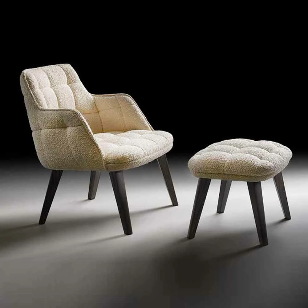 Design Fauteuil Bekleed Met Stof Met Houten Poten Made In Italy - Clera 4 Design Fauteuil Bekleed Met Stof Met Houten Poten Made In Italy - Clera - Afbeelding 4