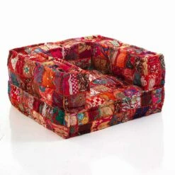 Etnische Lounge Fauteuil In Patchworkstof Of Fluweel - Vezel -Slide Shop poltrona etnica da salotto in tessuto patchwork e velluto fibra 9