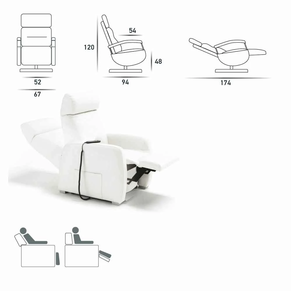 Fauteuil Cassia Met Dubbele Motor, Modern Design Gemaakt In Italië 4 Fauteuil Cassia Met Dubbele Motor, Modern Design Gemaakt In Italië - Afbeelding 4