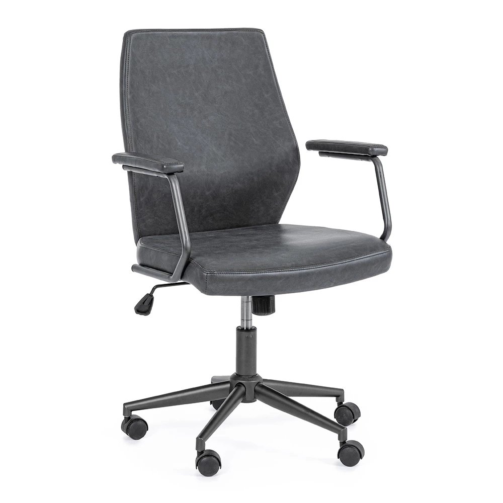 Draaibare Bureaufauteuil In Nylon En Eco-leer Met Lage Rugleuning - Outly 5 Draaibare Bureaufauteuil In Nylon En Eco-leer Met Lage Rugleuning - Outly - Afbeelding 5