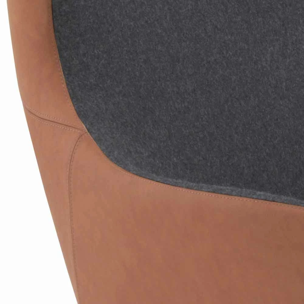 Draaibare Lederen Fauteuil Met Houten Onderstel Made In Italy - Butterfly 3 Draaibare Lederen Fauteuil Met Houten Onderstel Made In Italy - Butterfly - Afbeelding 3