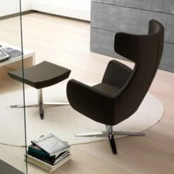 Eco-lederen Fauteuil Met Draaibare Verchroomde Of Zwarte Voet - Clio