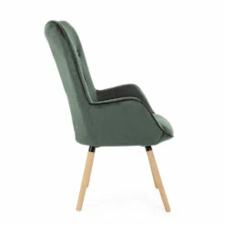 Design Fauteuil In Beukenhout En Groen Of Grijs Fluweel - Gilly -Slide Shop poltrona in legno di faggio e velluto verde o grigio di design gilly 2