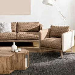 Fauteuil In Essenhout En Polyester En Linnen Homemotion - Rosemund -Slide Shop poltrona in legno di frassino e poliestere e lino homemotion rosemund 8