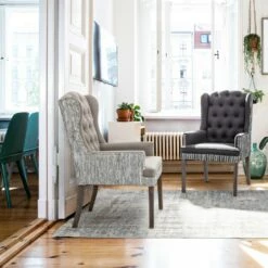 Fauteuil In Mangohout, Linnen En Leer Met Noppen Homemotion - Octavia -Slide Shop poltrona in legno di mango lino e pelle con borchie homemotion octavia 12