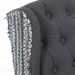 Fauteuil In Mangohout, Linnen En Leer Met Noppen Homemotion - Octavia -Slide Shop poltrona in legno di mango lino e pelle con borchie homemotion octavia 4