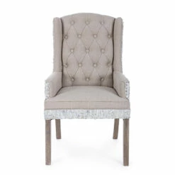 Fauteuil In Mangohout, Linnen En Leer Met Noppen Homemotion - Octavia -Slide Shop poltrona in legno di mango lino e pelle con borchie homemotion octavia 9