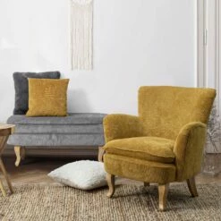Dennenhouten Fauteuil En Zitting Met Fluweeleffect Coste 4 Afwerkingen - Molly -Slide Shop poltrona in legno di pino e seduta effetto velluto coste 4 finiture molly 5