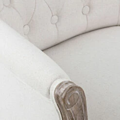 Houten Fauteuilzitting In Natuurlijk Linnen En Katoen Klassiek Ontwerp - Katen -Slide Shop poltrona in legno seduta in lino e cotone naturali design classico katen 4