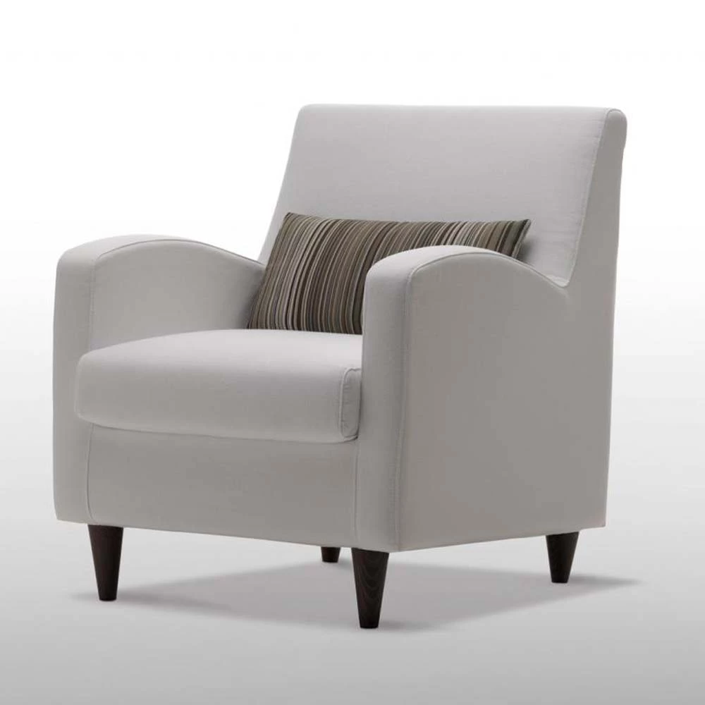 Fauteuil In Witte Stof Met Houten Poten Made In Italy - Lorena 1 Fauteuil In Witte Stof Met Houten Poten Made In Italy - Lorena