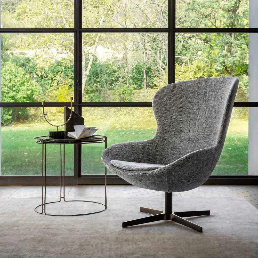 Stoffen Fauteuil Met Draaivoet Van Edelmetaal Made In Italy - Papaja 3 Stoffen Fauteuil Met Draaivoet Van Edelmetaal Made In Italy - Papaja - Afbeelding 3