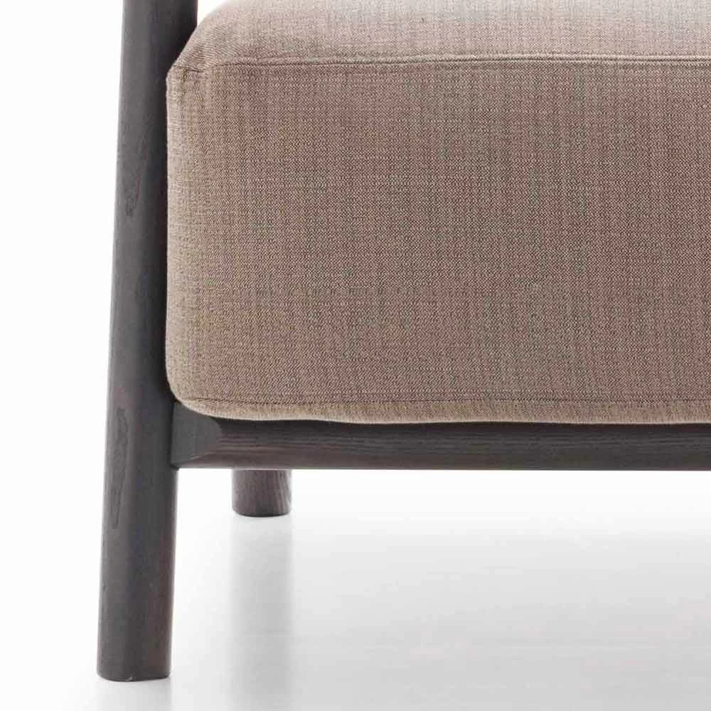 Stoffen Fauteuil Met Onderstel Van Essenhout En Leer Made In Italy - Guava 2 Stoffen Fauteuil Met Onderstel Van Essenhout En Leer Made In Italy - Guava - Afbeelding 2