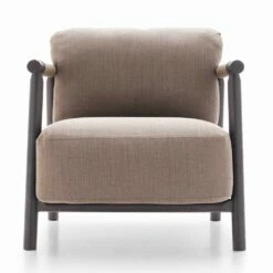 Stoffen Fauteuil Met Onderstel Van Essenhout En Leer Made In Italy - Guava