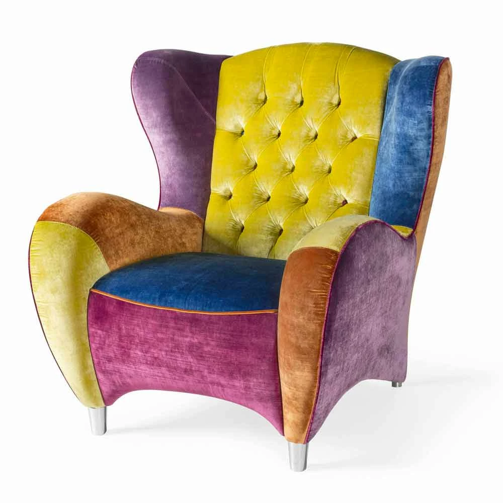 Fluwelen Leunstoel Werkte Gewatteerd En Geribde Rand Schinke 2 Fluwelen Leunstoel Werkte Gewatteerd En Geribde Rand Schinke - Afbeelding 2