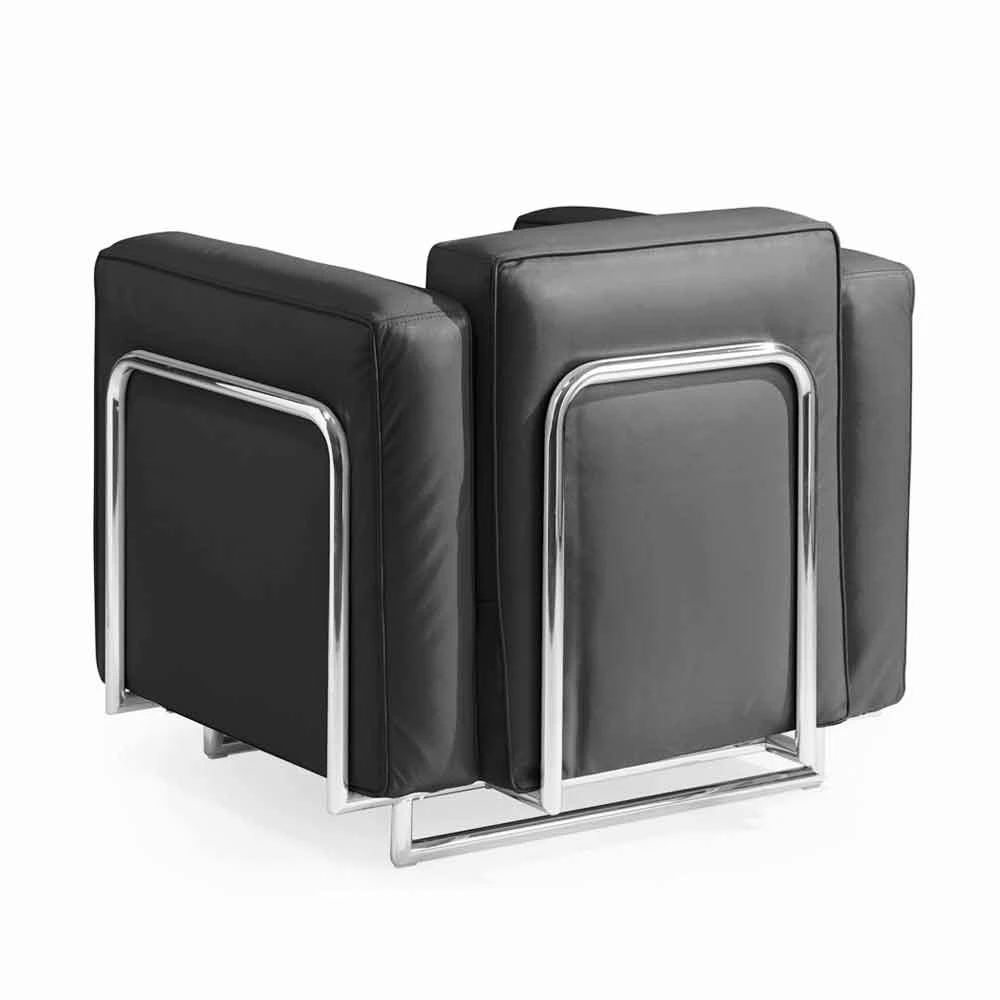 Moderne Fauteuil In Kunstleer En Chroom Structuur Bugle 2 Moderne Fauteuil In Kunstleer En Chroom Structuur Bugle - Afbeelding 2