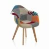 Patchwork Design Fauteuil In Stof Met Houten Poten, 2 Stuks - Selena