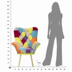 Modern Design Patchwork Fauteuil In Stof En Hout - Karin 21 Modern Design Patchwork Fauteuil In Stof En Hout - Karin -Slide Shop poltrona patchwork di design moderno in tessuto e legno karin 10
