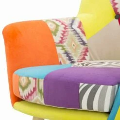 Modern Design Patchwork Fauteuil In Stof En Hout - Karin 15 Modern Design Patchwork Fauteuil In Stof En Hout - Karin -Slide Shop poltrona patchwork di design moderno in tessuto e legno karin 4
