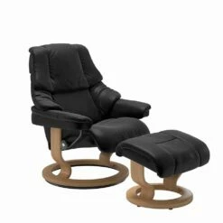 Lederen Fauteuil Met Hoofdsteun En Poef - Stressless Reno -Slide Shop poltrona reclinabile in pelle con poggiatesta e pouf stressless reno 10