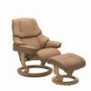 Lederen Fauteuil Met Hoofdsteun En Poef - Stressless Reno
