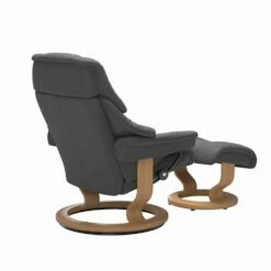 Lederen Fauteuil Met Hoofdsteun En Poef - Stressless Reno -Slide Shop poltrona reclinabile in pelle con poggiatesta e pouf stressless reno 18