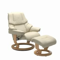 Lederen Fauteuil Met Hoofdsteun En Poef - Stressless Reno -Slide Shop poltrona reclinabile in pelle con poggiatesta e pouf stressless reno 5