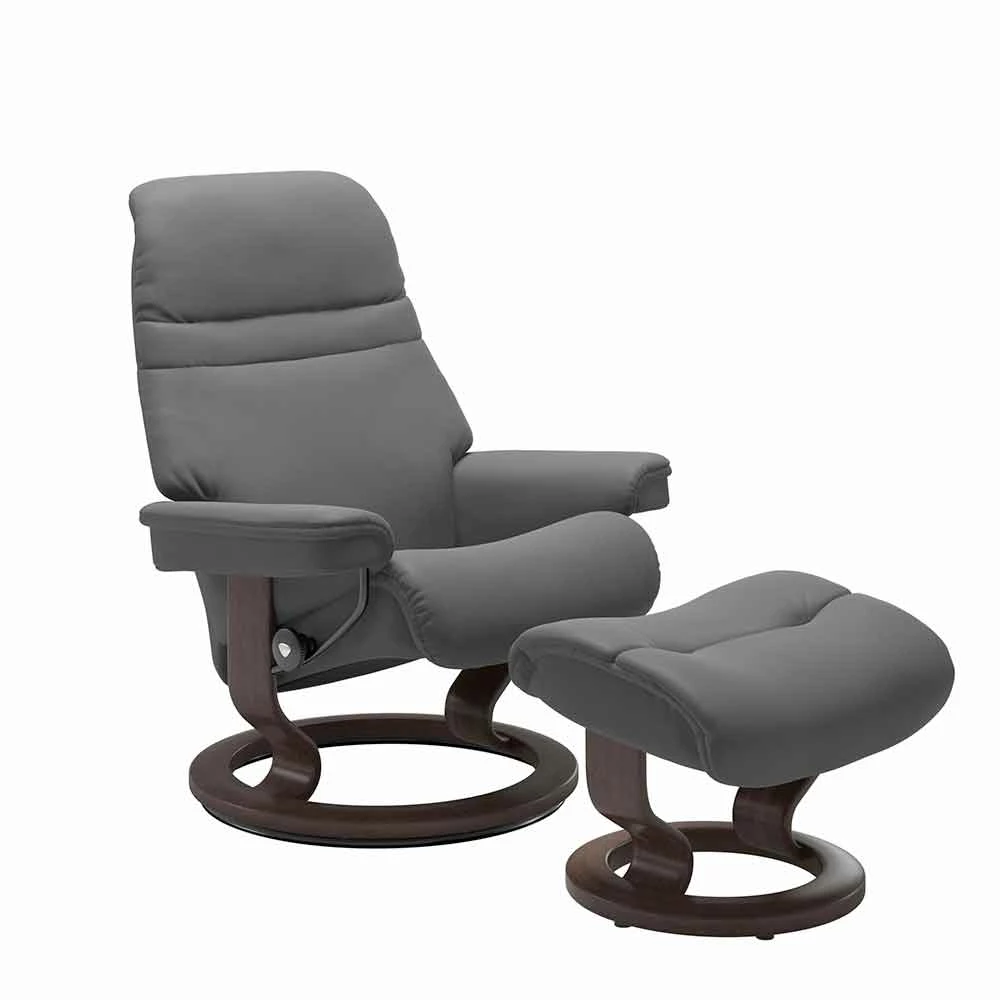 Lederen Fauteuil Met Hoofdsteun En Poef - Stressless Sunrise 16 Lederen Fauteuil Met Hoofdsteun En Poef - Stressless Sunrise - Afbeelding 16