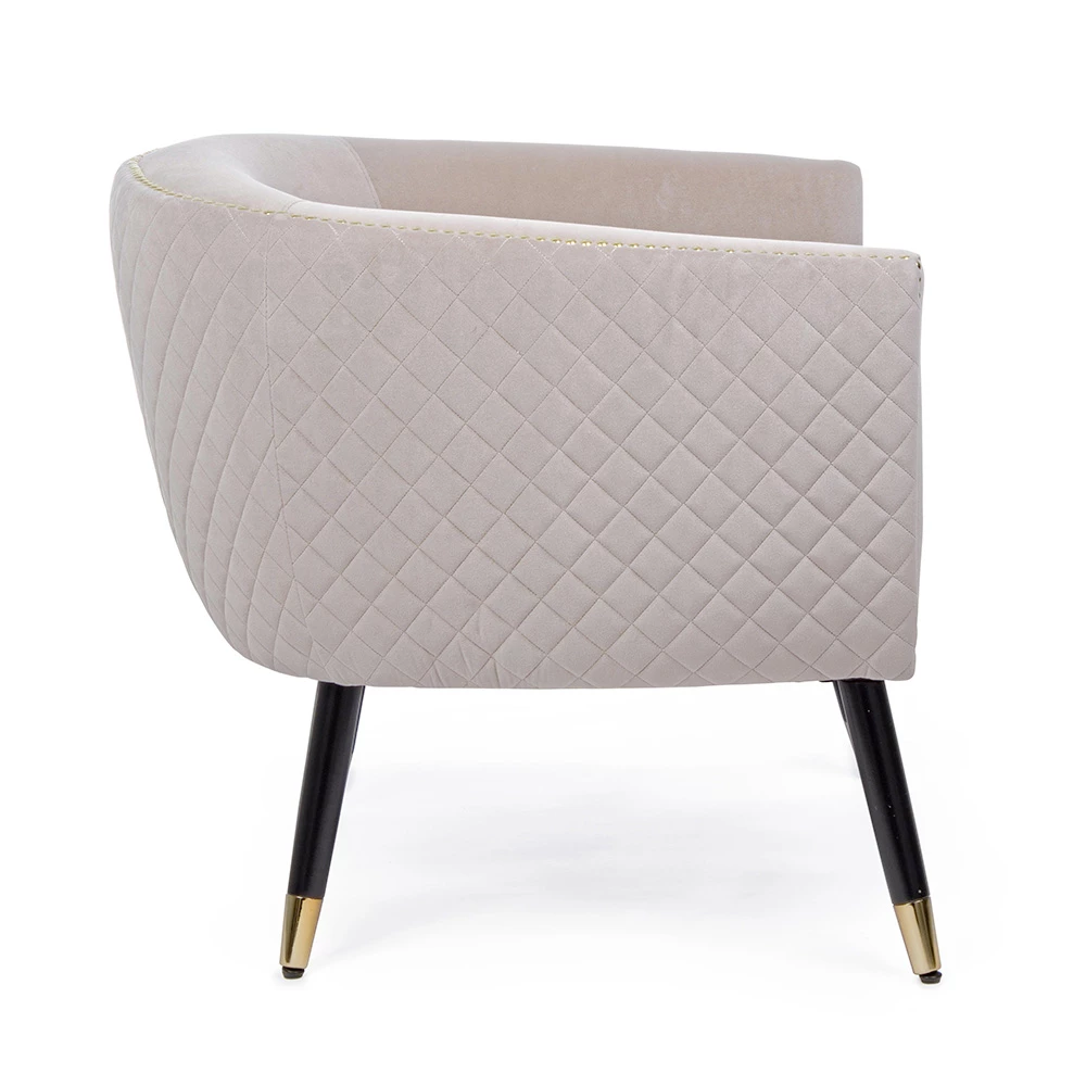Lounge Fauteuil In Rubberhout En Fluweeleffect Elegant Design - Catty 2 Lounge Fauteuil In Rubberhout En Fluweeleffect Elegant Design - Catty - Afbeelding 2