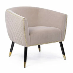 Lounge Fauteuil In Rubberhout En Fluweeleffect Elegant Design - Catty