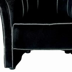 Lounge Fauteuil In Zwart Fluweel Met Contrasterende Stiksels Made In Italy - Caster 6 Lounge Fauteuil In Zwart Fluweel Met Contrasterende Stiksels Made In Italy - Caster -Slide Shop poltrona salotto in velluto nero con cuciture a contrasto made in italy caster 2