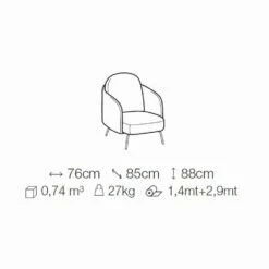 Woonkamer Fauteuil Bekleed Met Stof Met Metalen Onderstel Made In Italy - Ribes -Slide Shop poltrona salotto rivestita in tessuto con base in metallo made in italy ribes 11