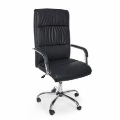 Kantoorfauteuil In Staal En Kunstleer Met Wielen En Armleuningen - Isernia