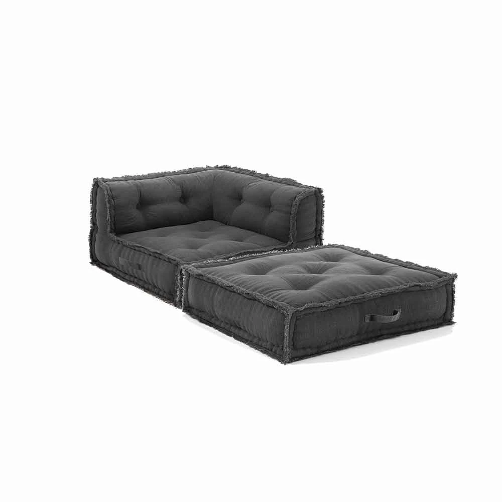 Hoek Chaise Longue Fauteuil In Grijs, Groen Of Blauw Katoen - Vezel 4 Hoek Chaise Longue Fauteuil In Grijs, Groen Of Blauw Katoen - Vezel - Afbeelding 4