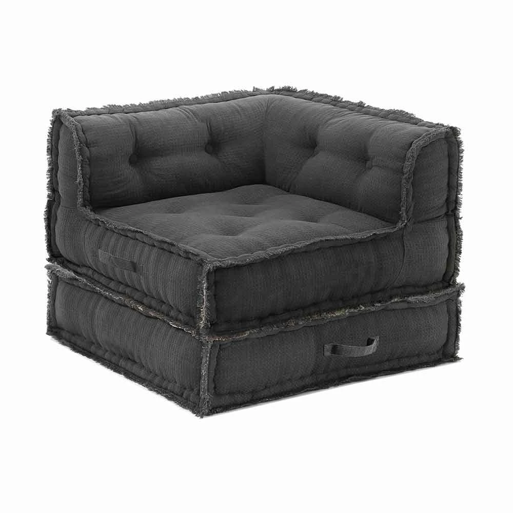 Hoek Chaise Longue Fauteuil In Grijs, Groen Of Blauw Katoen - Vezel 2 Hoek Chaise Longue Fauteuil In Grijs, Groen Of Blauw Katoen - Vezel - Afbeelding 2