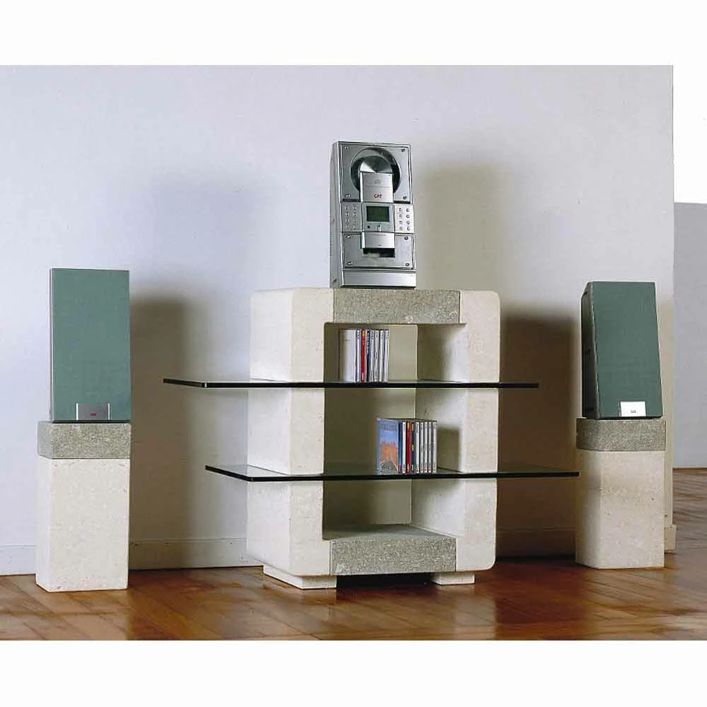 Hi-Fi TV-standaard In Vicenza Stone En Kristallen, Met De Hand Gesneden Xeni 1 Hi-Fi TV-standaard In Vicenza Stone En Kristallen, Met De Hand Gesneden Xeni