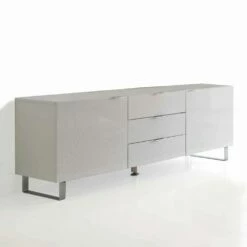 Porta Moderne Tv Met 3 Laden En 2 Deuren Saffo, Wit Gelakt