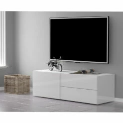 Tv-meubel Woonkamer Wit Hout Of Glanzend Antraciet Design 2 Maten - Yolanda -Slide Shop porta tv salotto legno bianco o antracite lucido design 2 misure yolanda 1