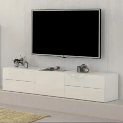 Tv-meubel Woonkamer Wit Hout Of Glanzend Antraciet Design 2 Maten - Yolanda -Slide Shop porta tv salotto legno bianco o antracite lucido design 2 misure yolanda 2