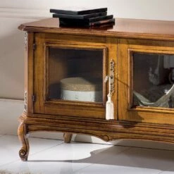 Klassieke Houten Tv-meubel Met Glazen Deuren Made In Italy - Richard -Slide Shop porta tv stile classico in legno con ante in vetro made in italy richard 2