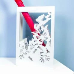 Witte Houten Paraplubak Met Modern Design Versierd Met Vlinders - Papilio