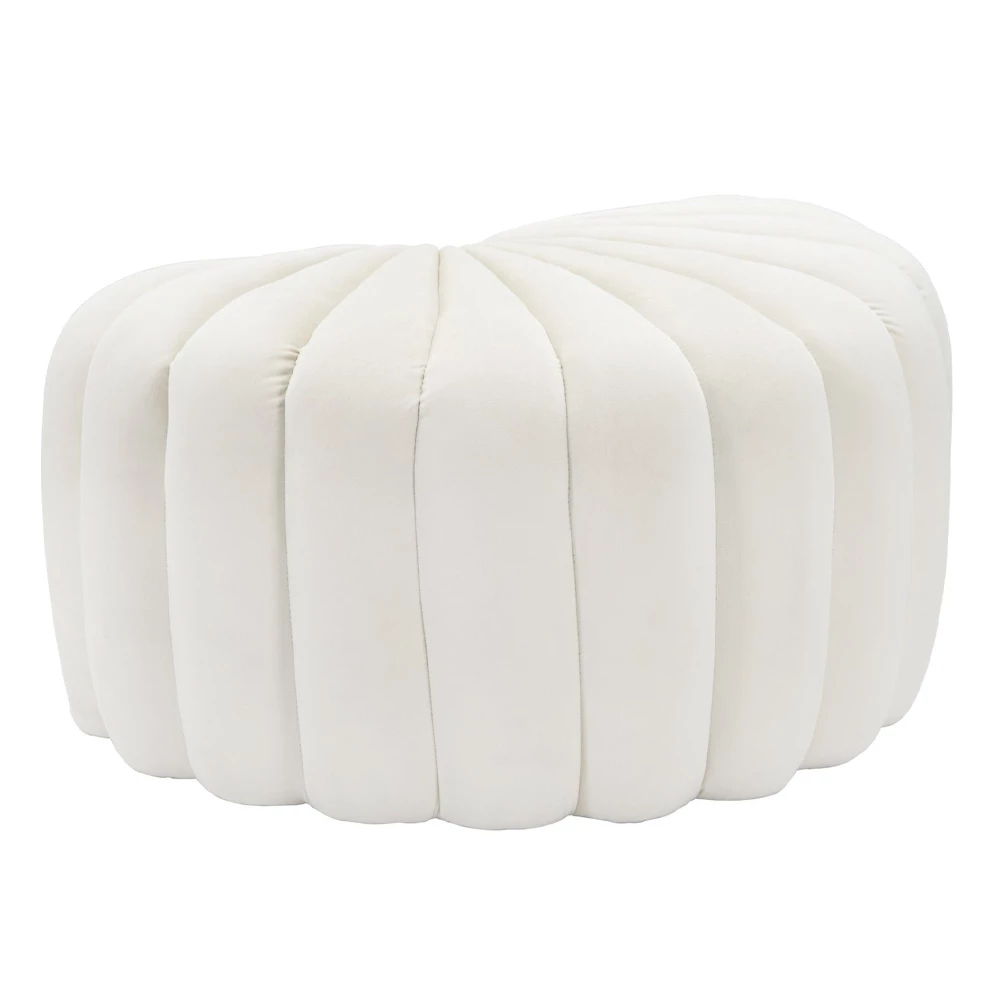 Poef Met Externe Bekleding In Stof En Structuur In Hout - Shell 1 Poef Met Externe Bekleding In Stof En Structuur In Hout - Shell