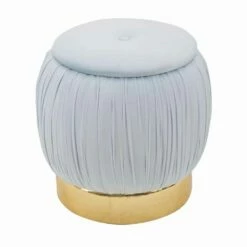 Modern Design Gekleurde Opbergpoef In Hout En Stof - Jenna