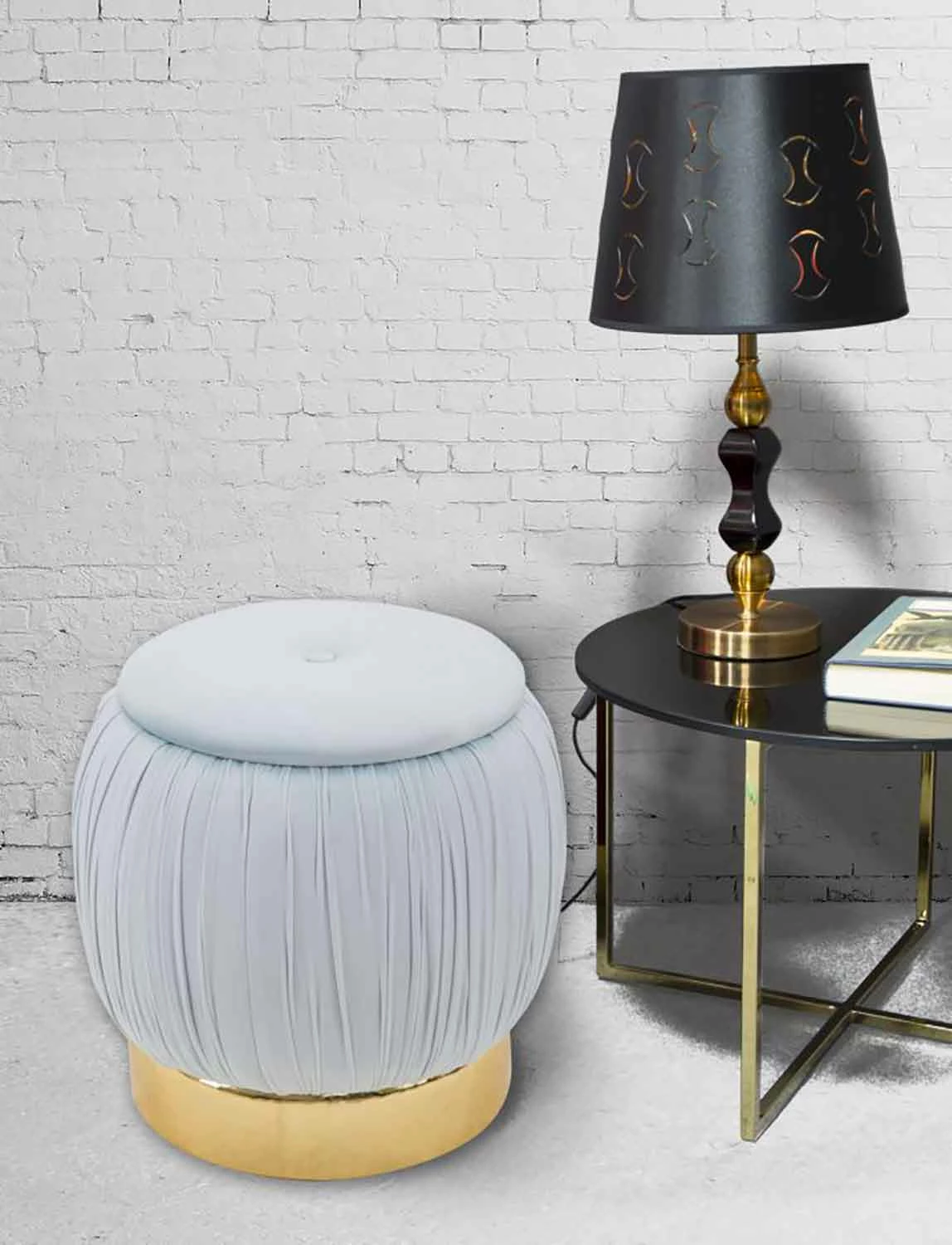 Modern Design Gekleurde Opbergpoef In Hout En Stof - Jenna 4 Modern Design Gekleurde Opbergpoef In Hout En Stof - Jenna - Afbeelding 4