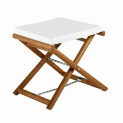 Buitenpoef In Natuurlijk Of Zwart Mat Hout En Kussen, Gemaakt In Italië - Suzana