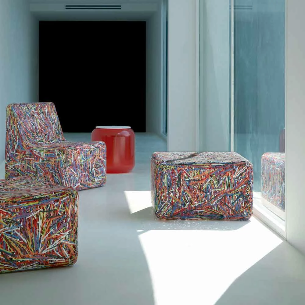 Poef Plastic Gesmolten Witte Of Multicolor Grace 2 Poef Plastic Gesmolten Witte Of Multicolor Grace - Afbeelding 2